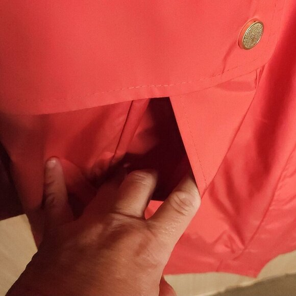 Cole Haan Salmon Pink Long Trench Windbreaker Rain Coat Large - Picture 7 of 11